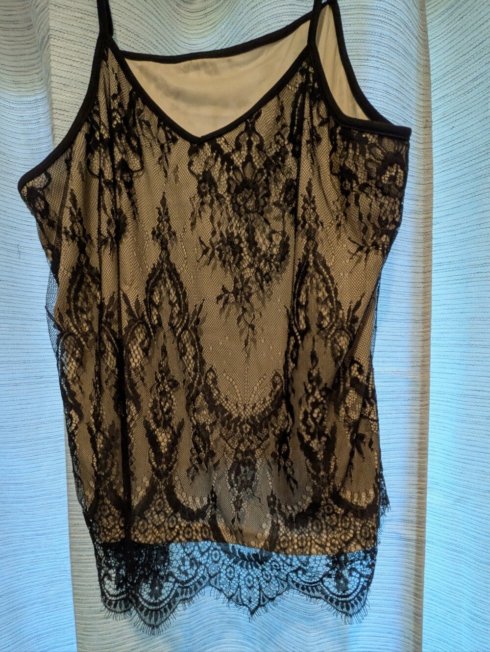 Black Lace Overlay Camisole Tank Top - Women - 3X